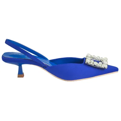 Viola Satin Kitten Heel-Electric Blue